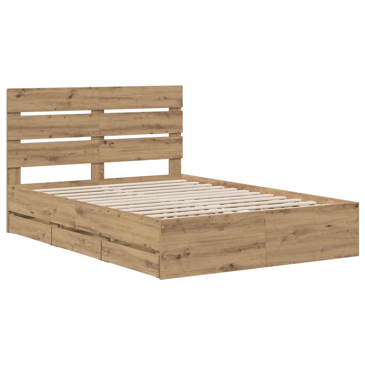 Bed Frame with Storage and Headboard Length 200 cm Artisan oak 160 cm
