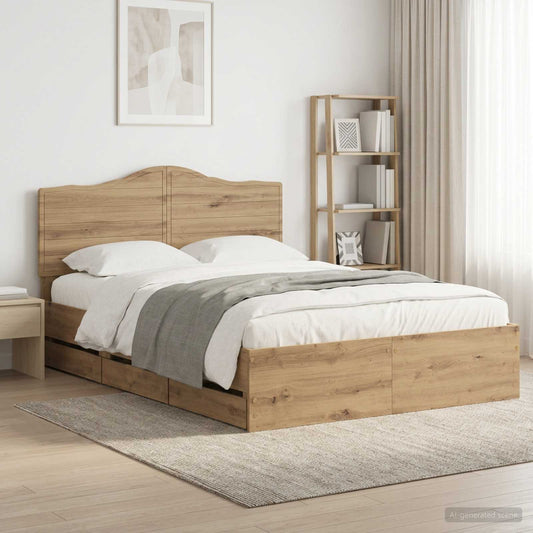 vidaXL Bed Frame with Storage and Headboard Artisan Oak 160 x 200 cm 1