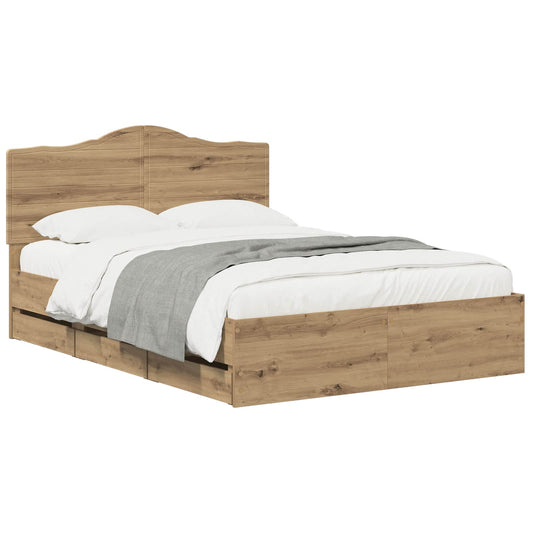 vidaXL Bed Frame with Storage and Headboard Artisan Oak 160 x 200 cm 2