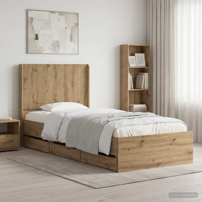 vidaXL Bed Frame with Storage and Headboard Length 200 cm Artisan oak
