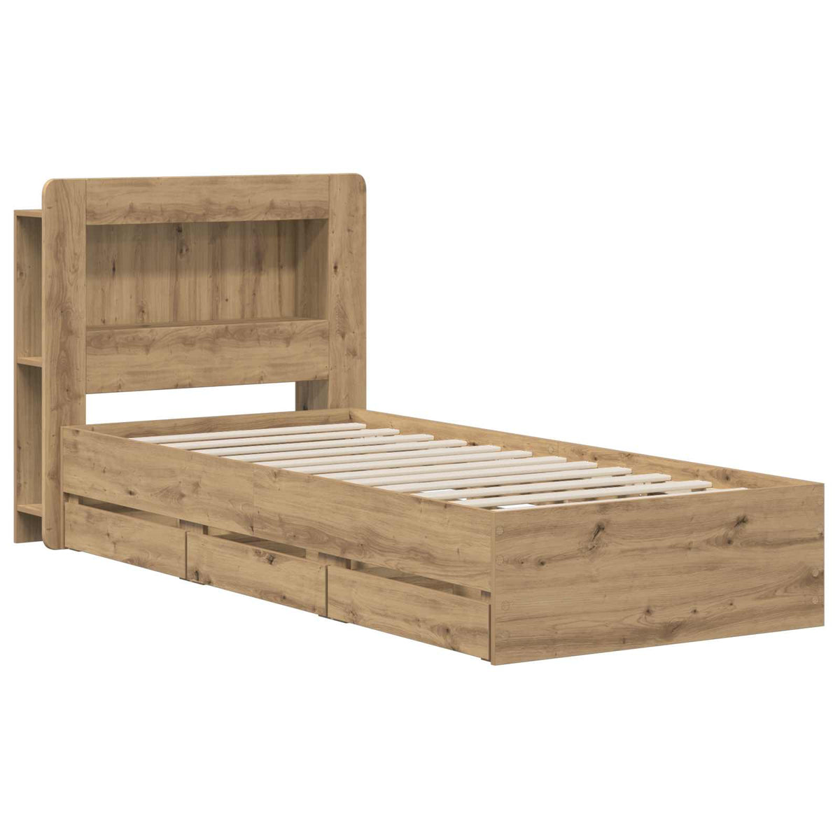 vidaXL Bed Frame with Storage and Headboard Artisan Oak 90 x 200 cm 2