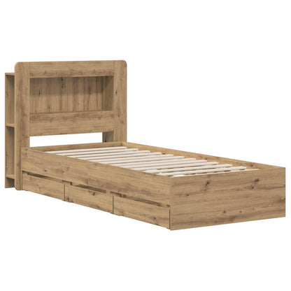 vidaXL Bed Frame with Storage and Headboard Artisan Oak 90 x 200 cm 2