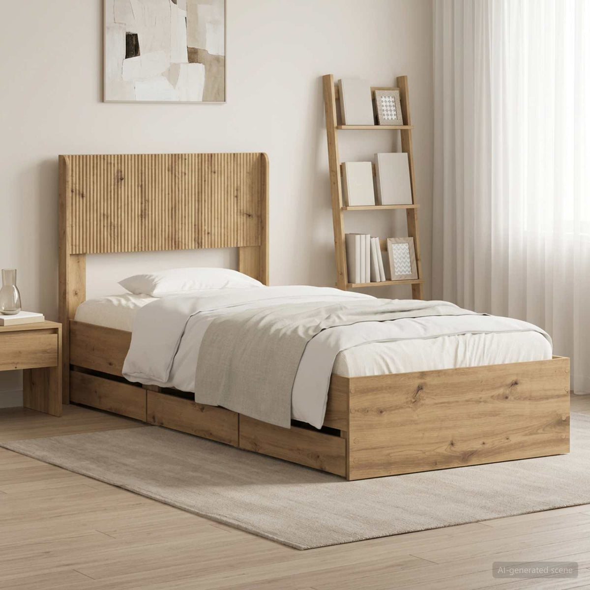 vidaXL Bed Frame with Storage and Headboard Length 200 cm Artisan oak