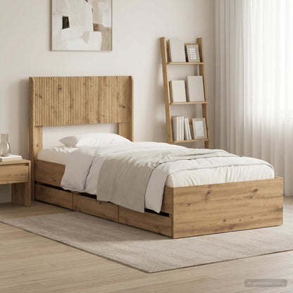 vidaXL Bed Frame with Storage and Headboard Length 200 cm Artisan oak