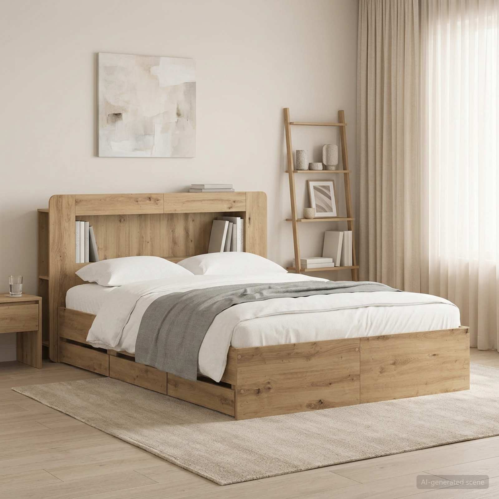 vidaXL Bed Frame with Storage and Headboard Artisan Oak 140 x 190 cm 1