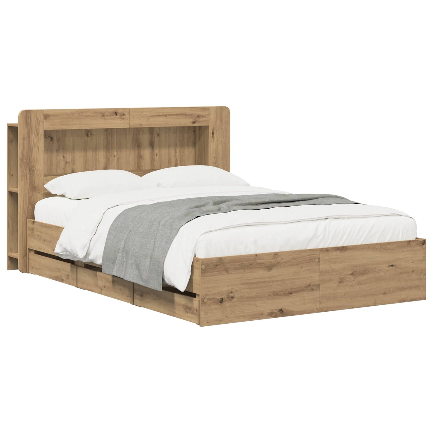 vidaXL Bed Frame with Storage and Headboard Artisan Oak 140 x 190 cm 2