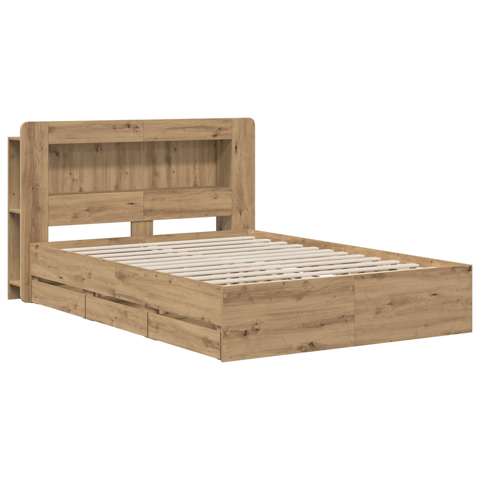 vidaXL Bed Frame with Storage and Headboard Artisan Oak 140 x 190 cm 3