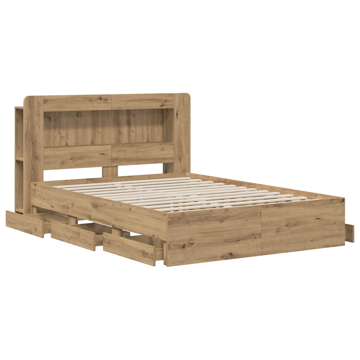 vidaXL Bed Frame with Storage and Headboard Artisan Oak 140 x 190 cm 4