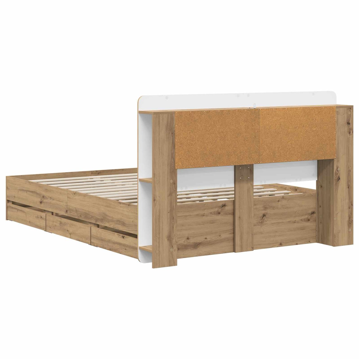 vidaXL Bed Frame with Storage and Headboard Artisan Oak 140 x 190 cm 6
