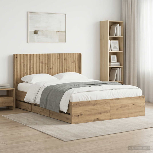 vidaXL Bed Frame with Storage and Headboard Artisan Oak 140 x 190 cm 1