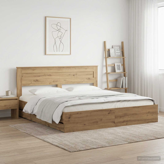vidaXL Bed Frame with Storage and Headboard Artisan Oak 180 x 200 cm 1