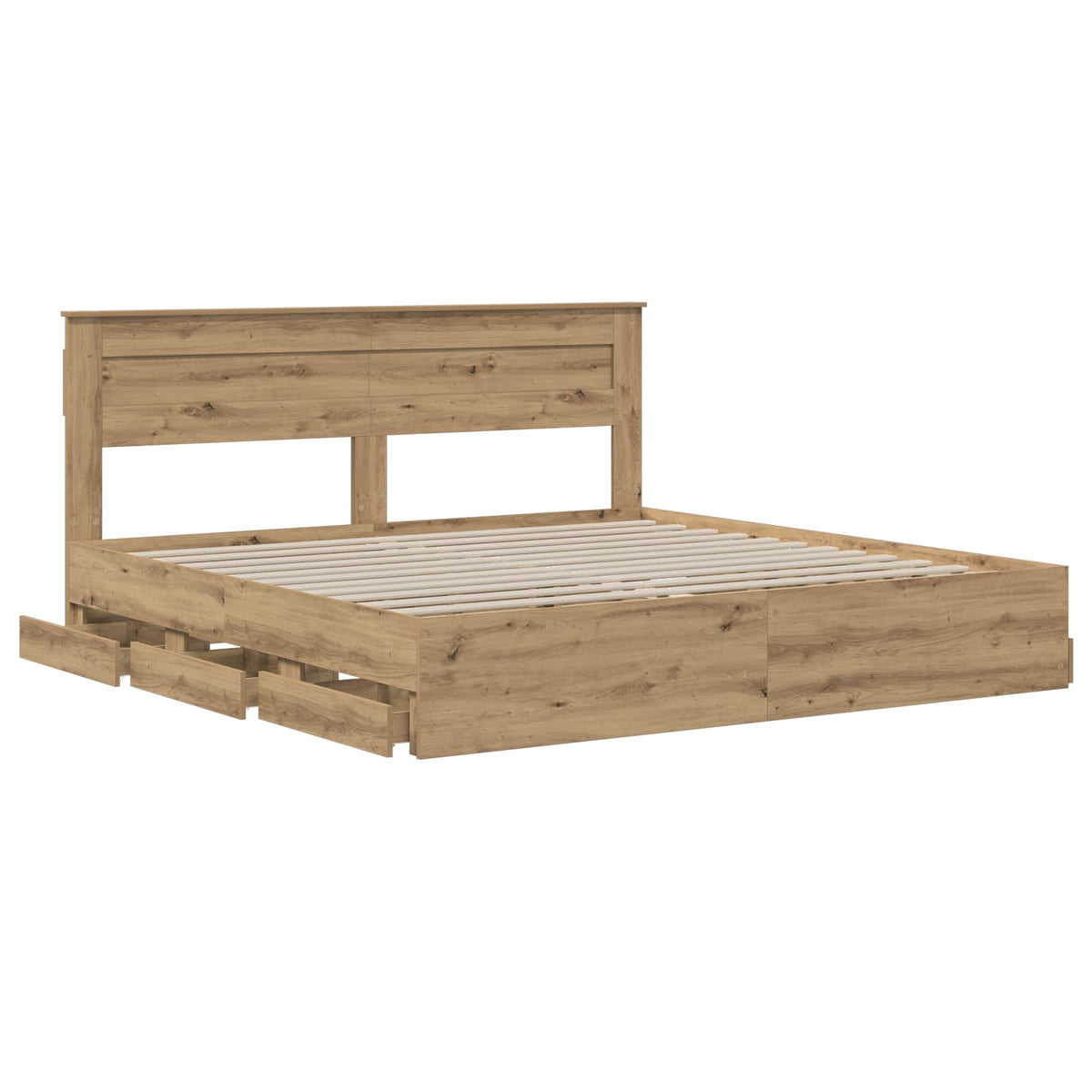vidaXL Bed Frame with Storage and Headboard Artisan Oak 180 x 200 cm 4