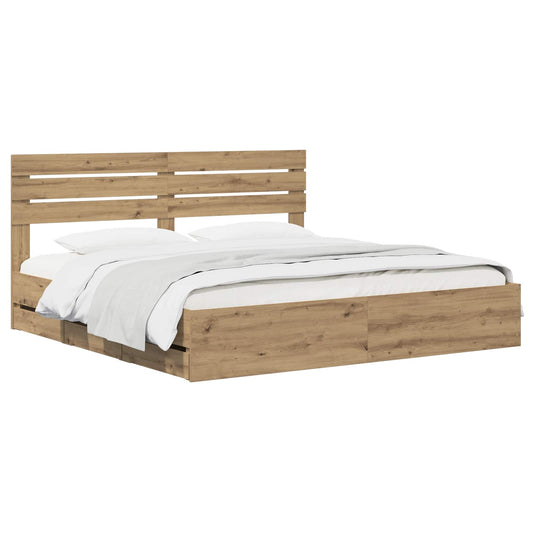 vidaXL Bed Frame with Storage and Headboard Artisan Oak 180 x 200 cm 2