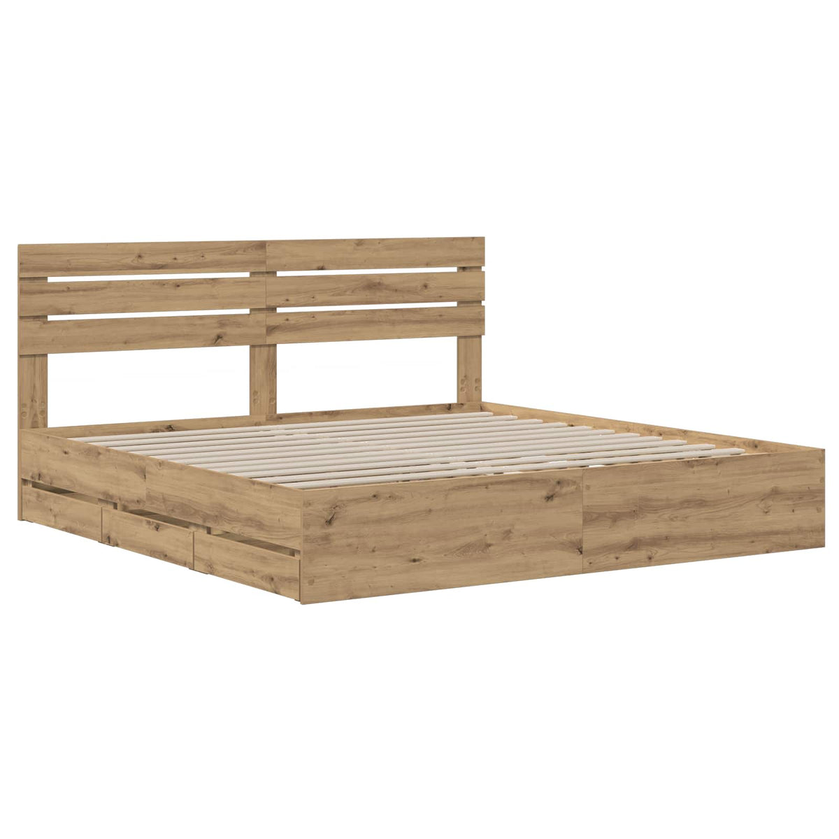 Bed Frame with Storage and Headboard Length 200 cm Artisan oak 180 cm