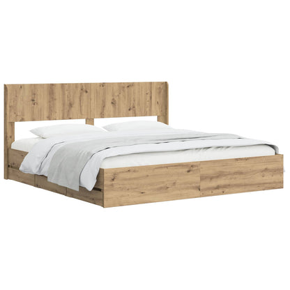 Bed Frame with Storage and Headboard Length 200 cm Artisan oak 180 cm