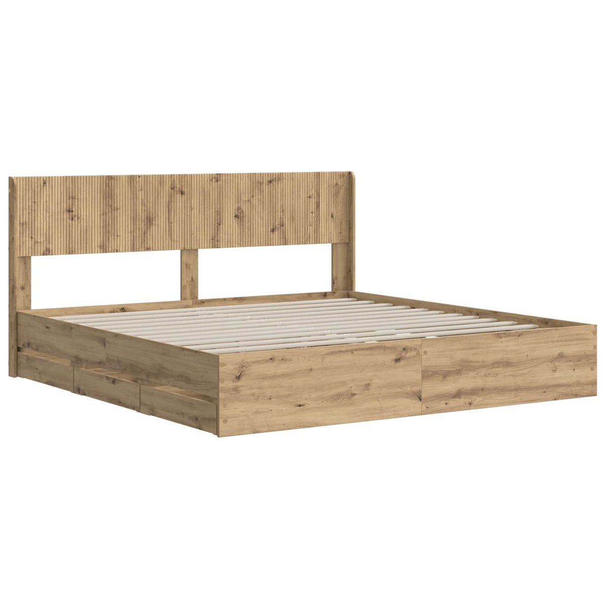 Bed Frame with Storage and Headboard Length 200 cm Artisan oak 180 cm