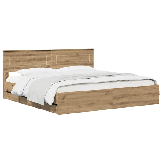 vidaXL Bed Frame with Storage and Headboard Artisan Oak 180 x 200 cm 2
