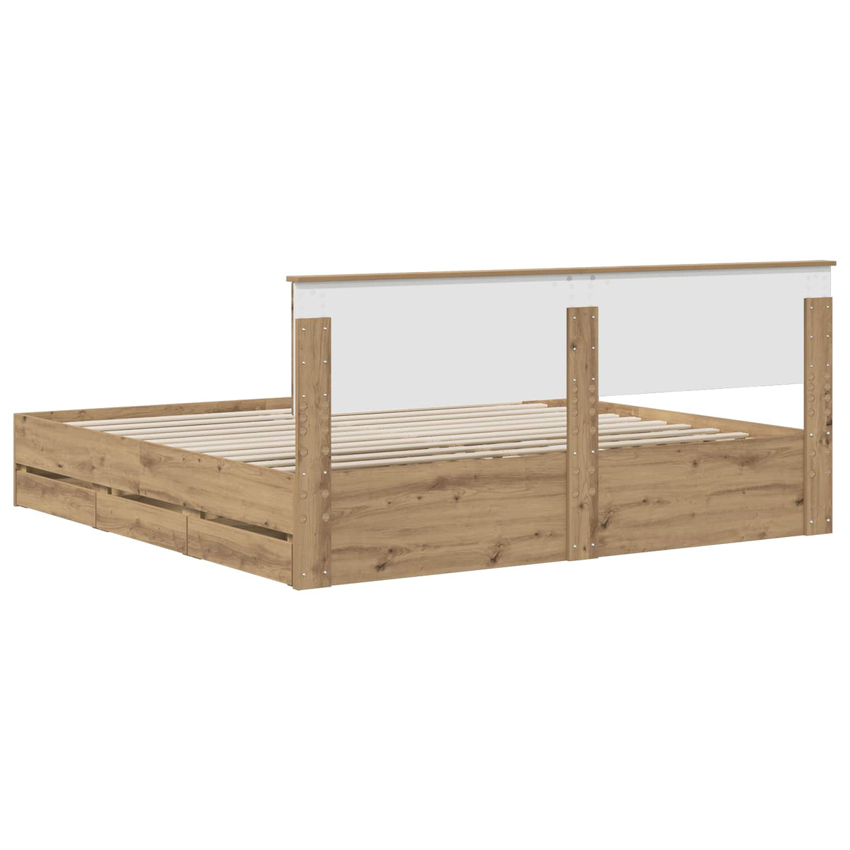 vidaXL Bed Frame with Storage and Headboard Artisan Oak 180 x 200 cm 6