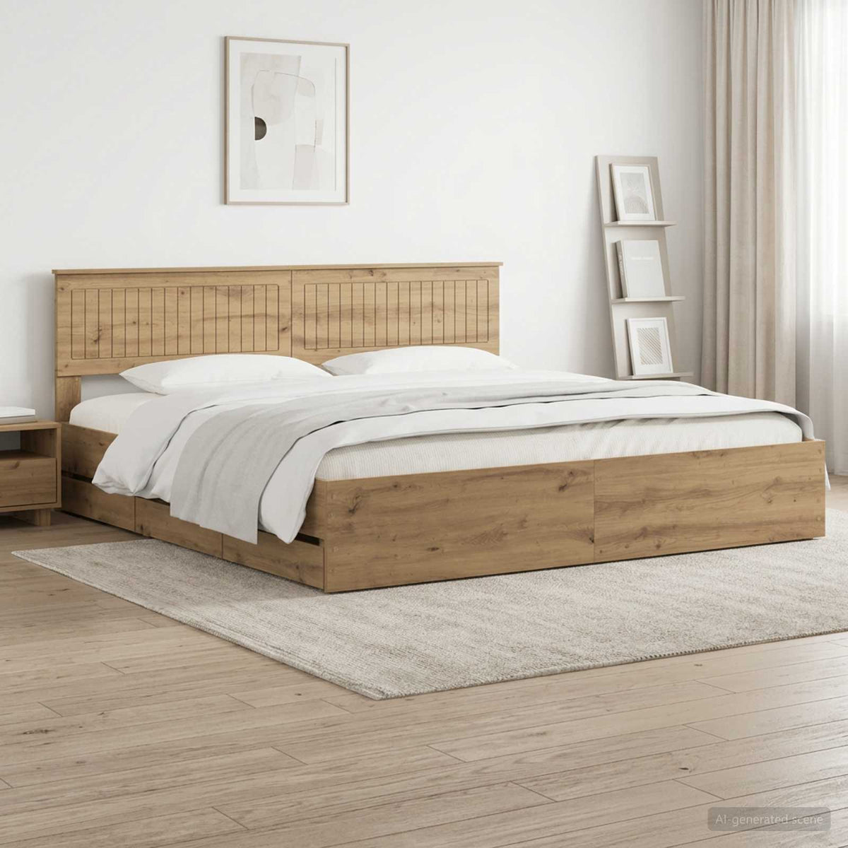 vidaXL Bed Frame with Storage and Headboard Artisan Oak 180 x 200 cm 1
