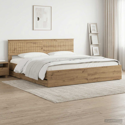 vidaXL Bed Frame with Storage and Headboard Artisan Oak 180 x 200 cm 1