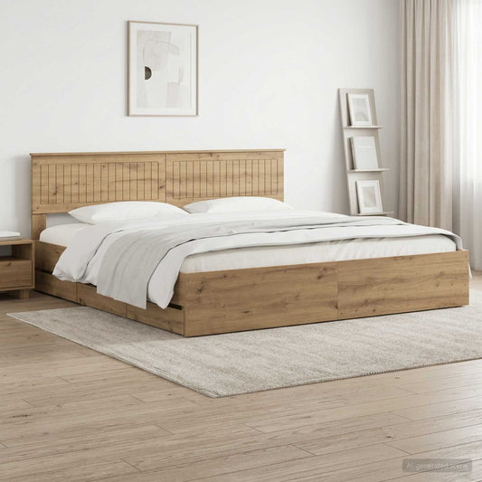 vidaXL Bed Frame with Storage and Headboard Artisan Oak 180 x 200 cm 1