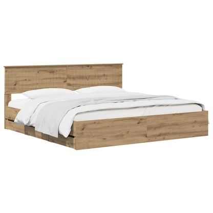 vidaXL Bed Frame with Storage and Headboard Artisan Oak 180 x 200 cm 2
