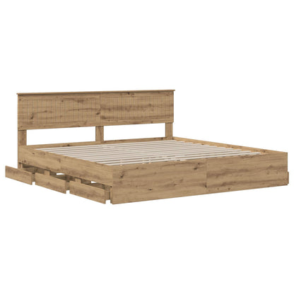 vidaXL Bed Frame with Storage and Headboard Artisan Oak 180 x 200 cm 4