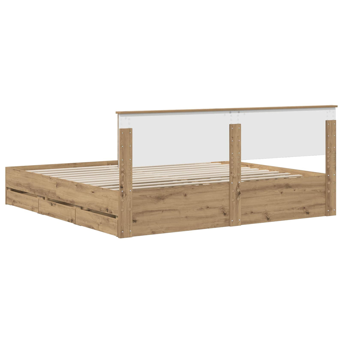 vidaXL Bed Frame with Storage and Headboard Artisan Oak 180 x 200 cm 6