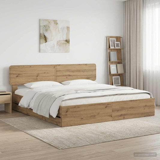 vidaXL Bed Frame with Storage and Headboard Artisan Oak 180 x 200 cm 1