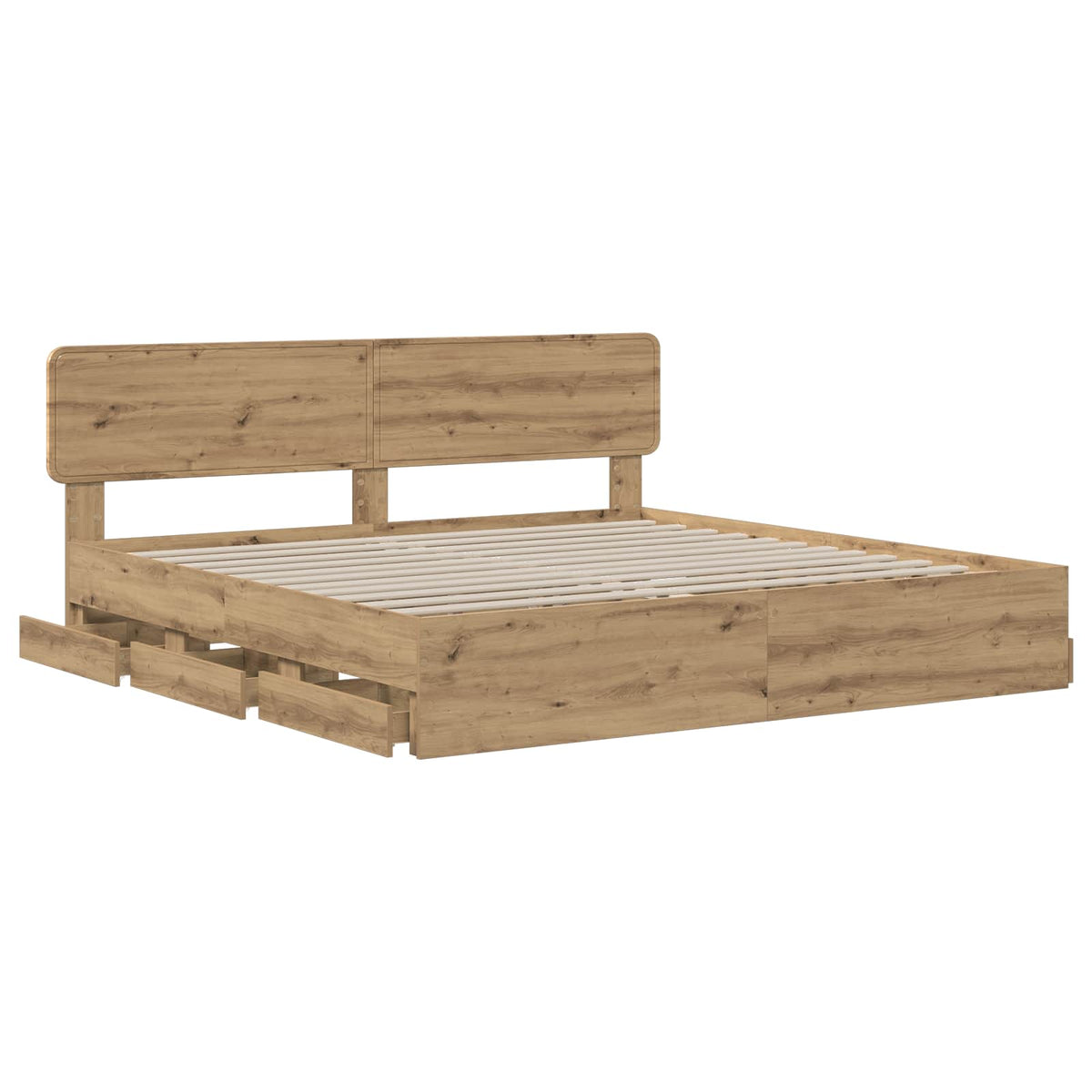 vidaXL Bed Frame with Storage and Headboard Artisan Oak 180 x 200 cm 4