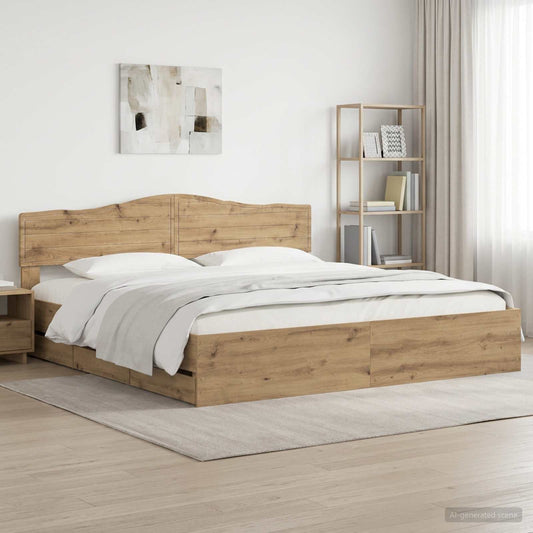 vidaXL Bed Frame with Storage and Headboard Artisan Oak 180 x 200 cm 1