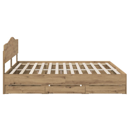 vidaXL Bed Frame with Storage and Headboard Artisan Oak 180 x 200 cm 5