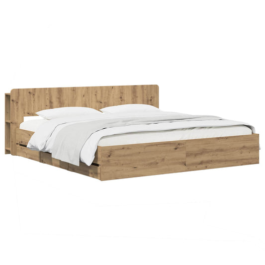 vidaXL Bed Frame with Storage and Headboard Artisan Oak 180 x 200 cm 1