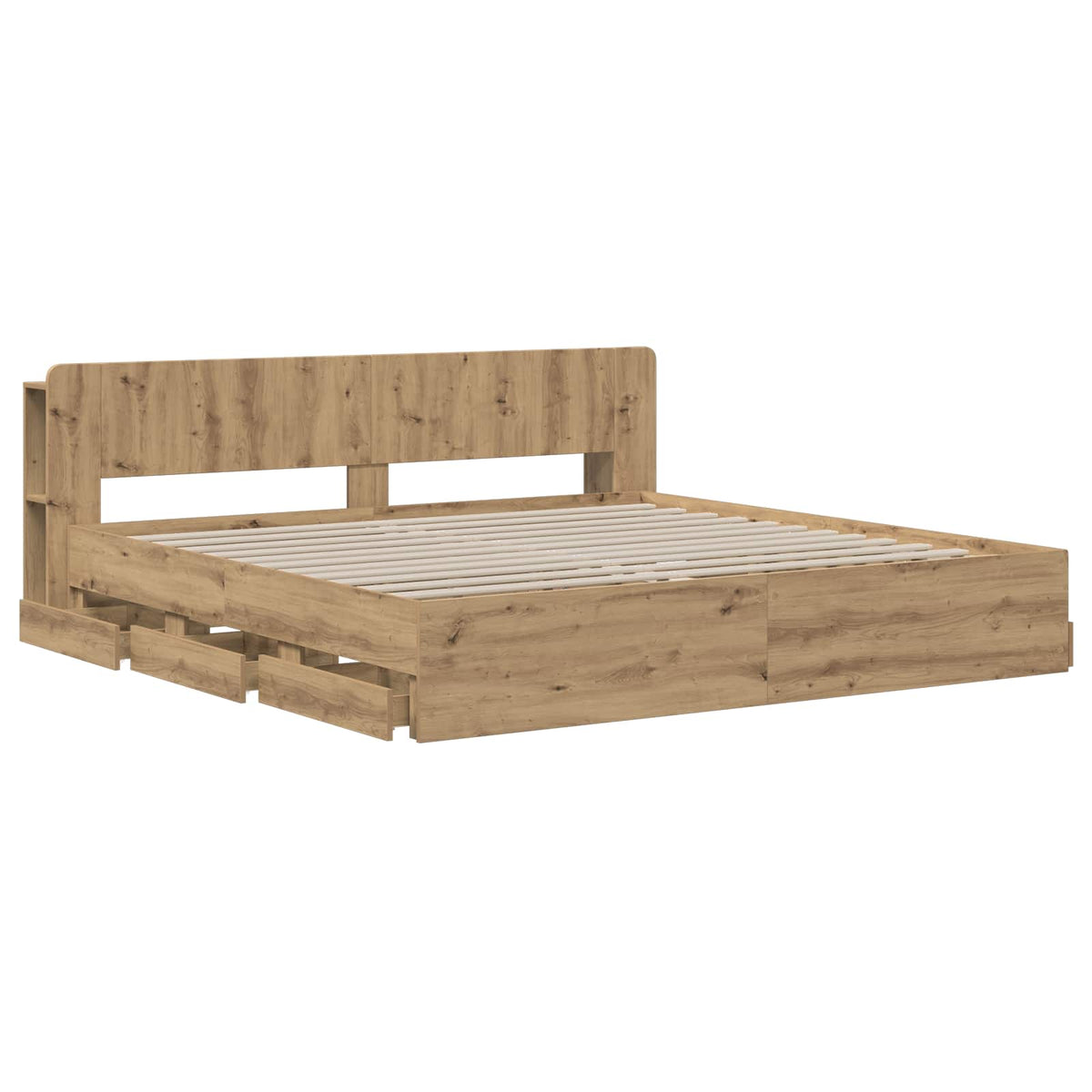 Bed Frame with Storage and Headboard Length 200 cm without centre shelf Artisan oak 180 cm