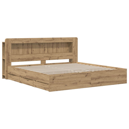 vidaXL Bed Frame with Storage and Headboard Artisan Oak 180 x 200 cm 2