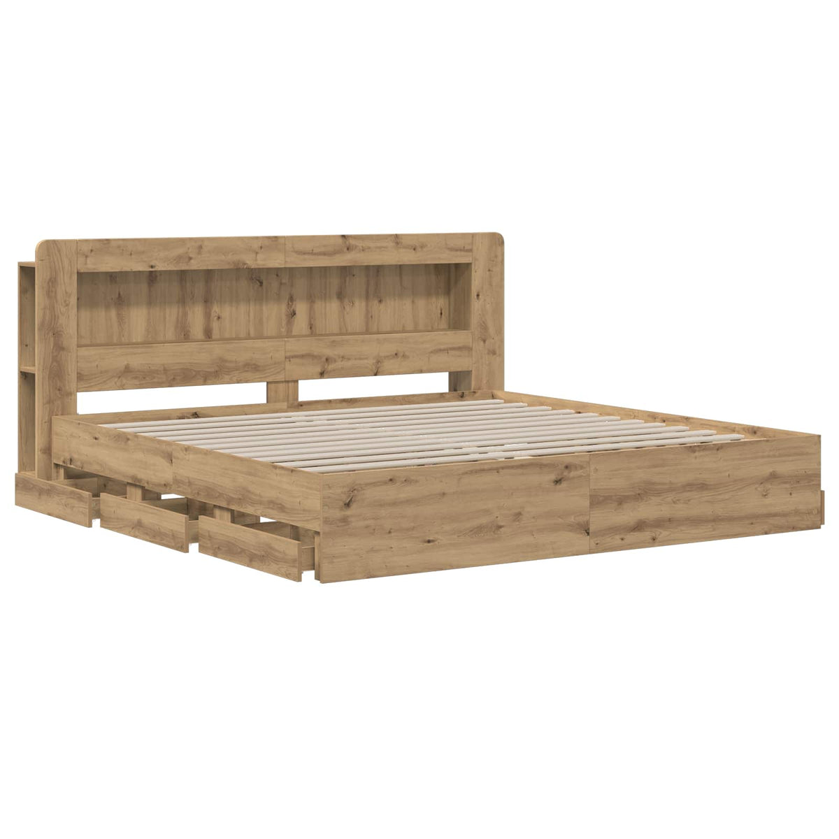 vidaXL Bed Frame with Storage and Headboard Artisan Oak 180 x 200 cm 3