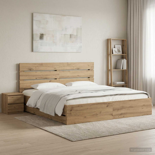 vidaXL Bed Frame with Storage and Headboard Artisan Oak 180 x 200 cm 1