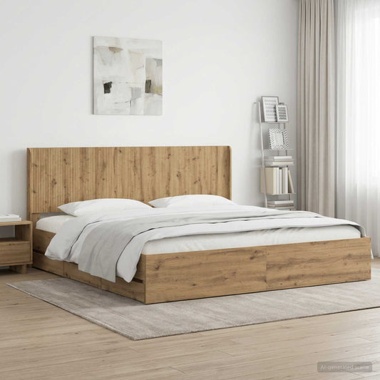 vidaXL Bed Frame with Storage and Headboard Artisan Oak 180 x 200 cm 1