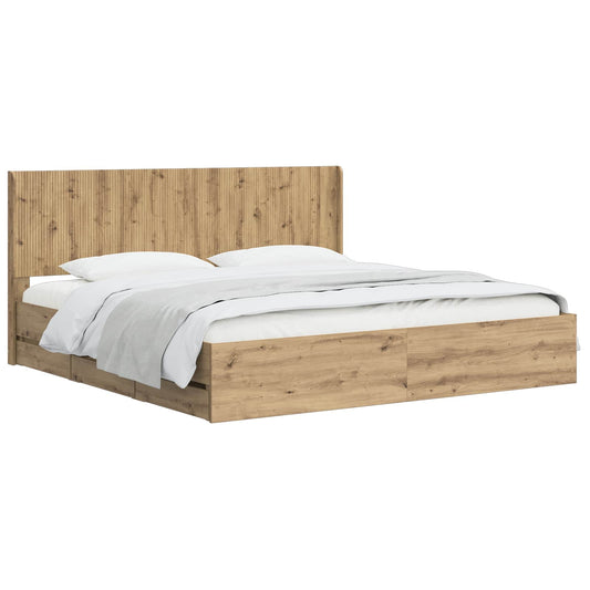 vidaXL Bed Frame with Storage and Headboard Artisan Oak 180 x 200 cm 2