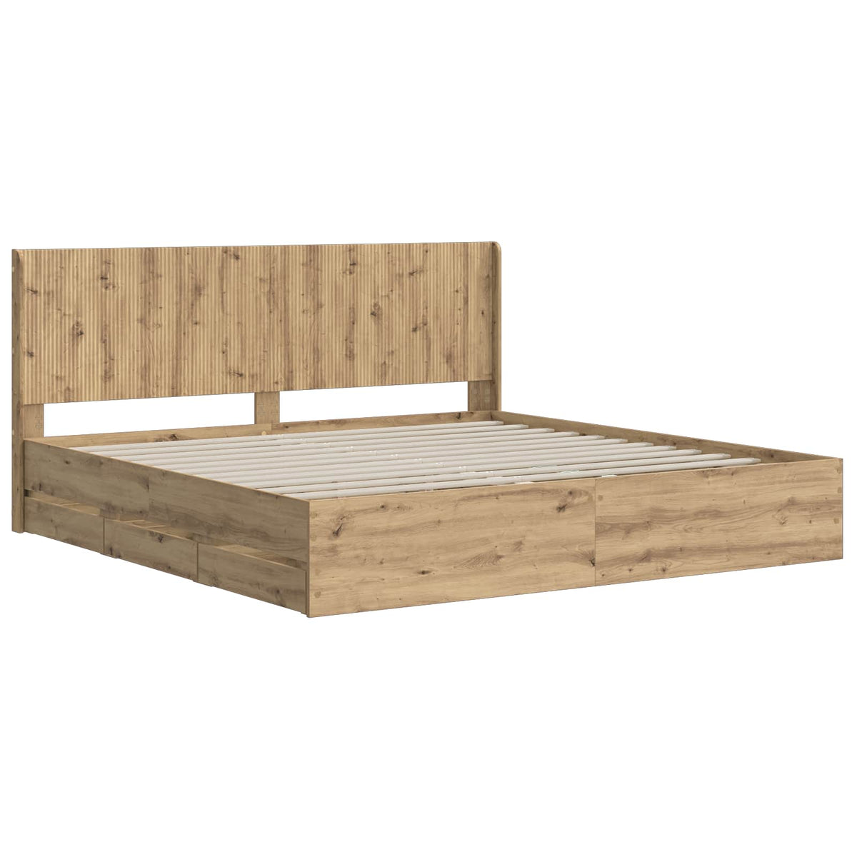 Bed Frame with Storage and Headboard Length 200 cm Artisan oak 180 cm
