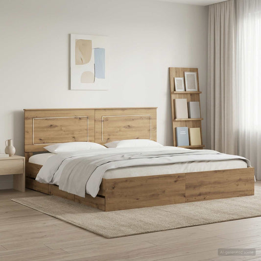 vidaXL Bed Frame with Storage and Headboard Artisan Oak 180 x 200 cm 1