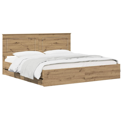 vidaXL Bed Frame with Storage and Headboard Artisan Oak 180 x 200 cm 2