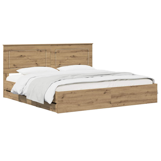 vidaXL Bed Frame with Storage and Headboard Artisan Oak 180 x 200 cm 2
