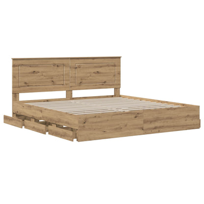 vidaXL Bed Frame with Storage and Headboard Artisan Oak 180 x 200 cm 4