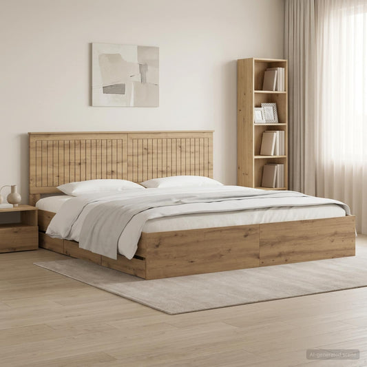 vidaXL Bed Frame with Storage and Headboard Artisan Oak 180 x 200 cm 1