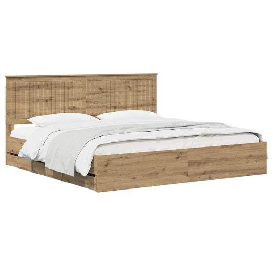vidaXL Bed Frame with Storage and Headboard Artisan Oak 180 x 200 cm 2