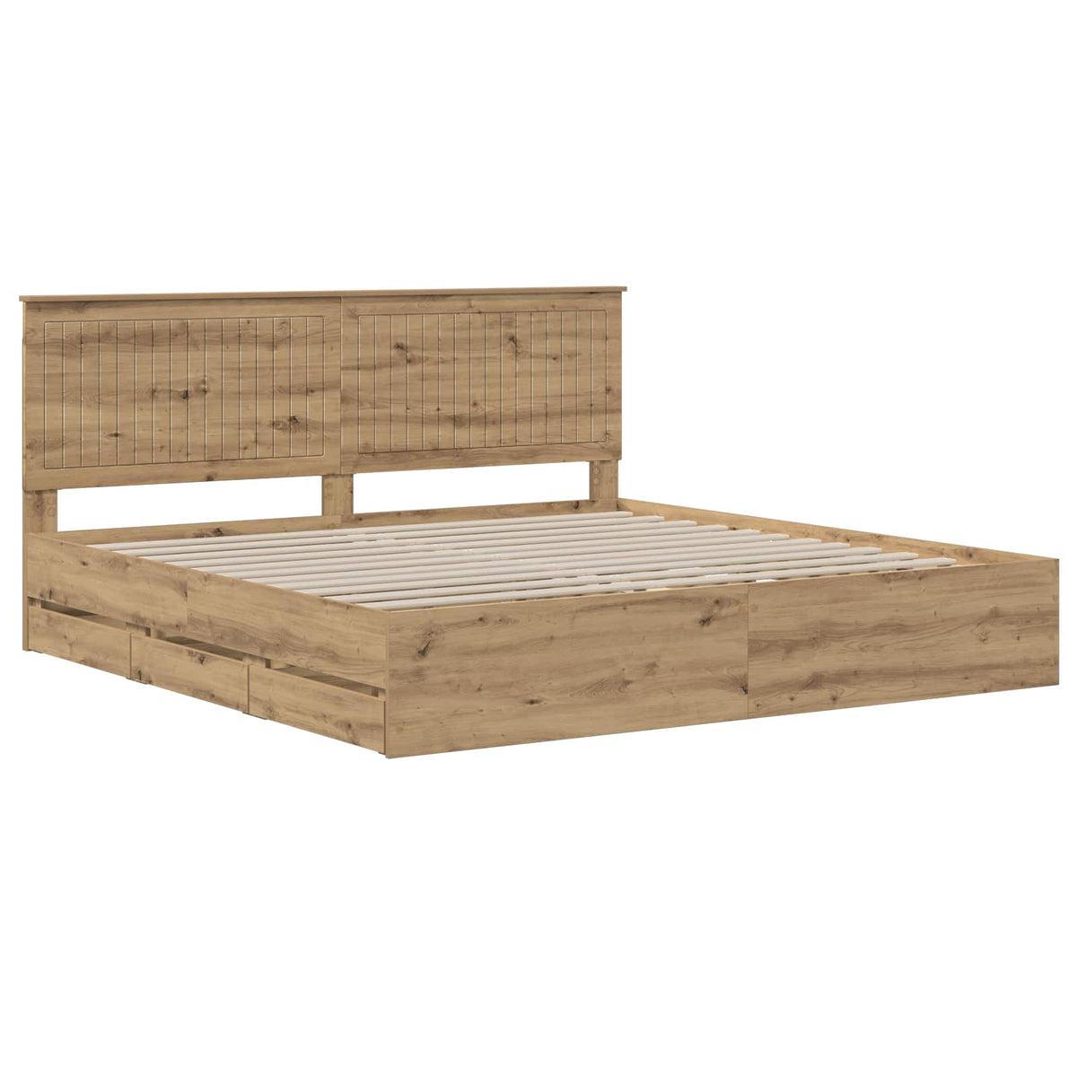 vidaXL Bed Frame with Storage and Headboard Artisan Oak 180 x 200 cm 3