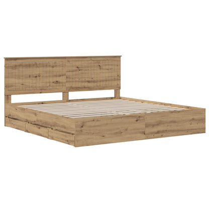 vidaXL Bed Frame with Storage and Headboard Artisan Oak 180 x 200 cm 3