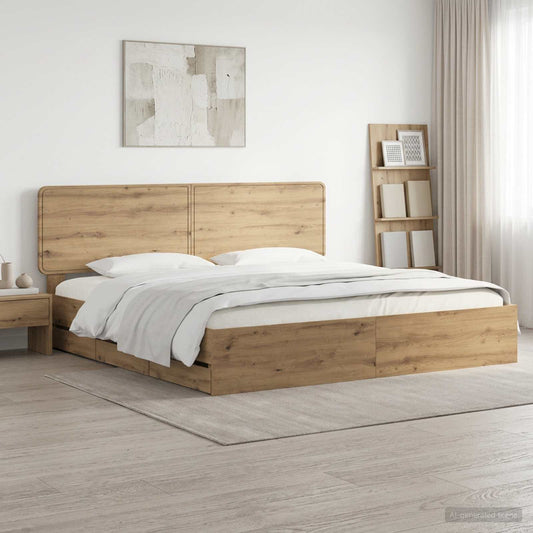 vidaXL Bed Frame with Storage and Headboard Artisan Oak 180 x 200 cm 1