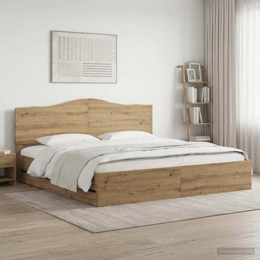 vidaXL Bed Frame with Storage and Headboard Artisan Oak 180 x 200 cm 1